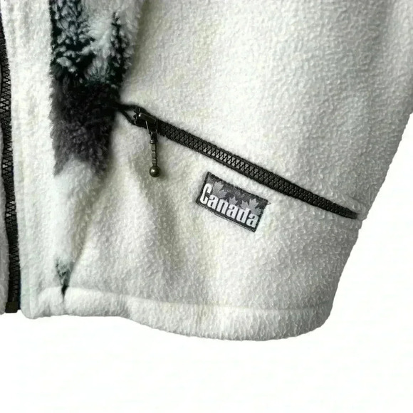 Vintage Canadiana Forest Print 90's Fleece Zip-up Vest Size Large - Picture 5 of 7